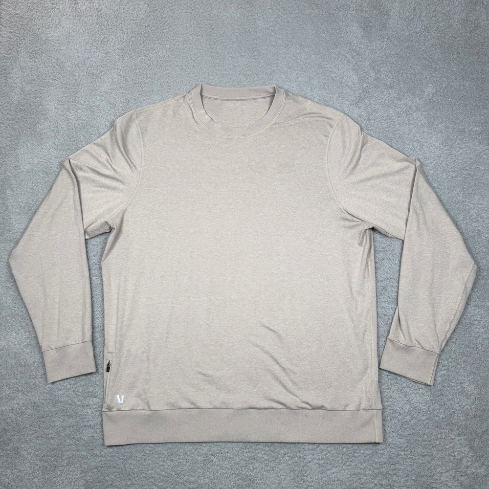 Vuori Ponto Performance Crewneck V224 Mens XXL Beige Heathered Long Sleeve Top